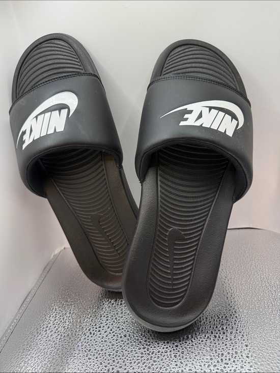 Other - NIKE MENS  BLACK with WHITE LETTERS  SANDALS-SIZE 11